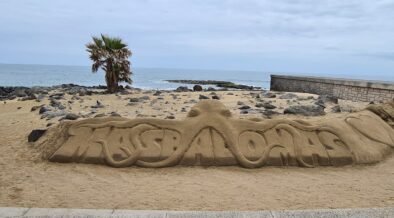 Gran Canaria - Sandskulptur, Schriftzug